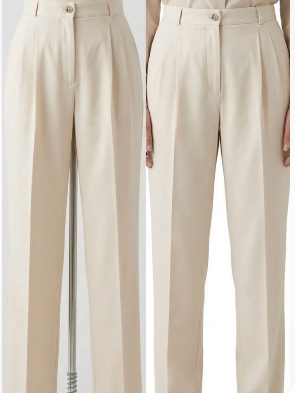 Vintage Tehama by Nancy Haley Pleated Trousers  Size 12 Cream Pants Working Girl